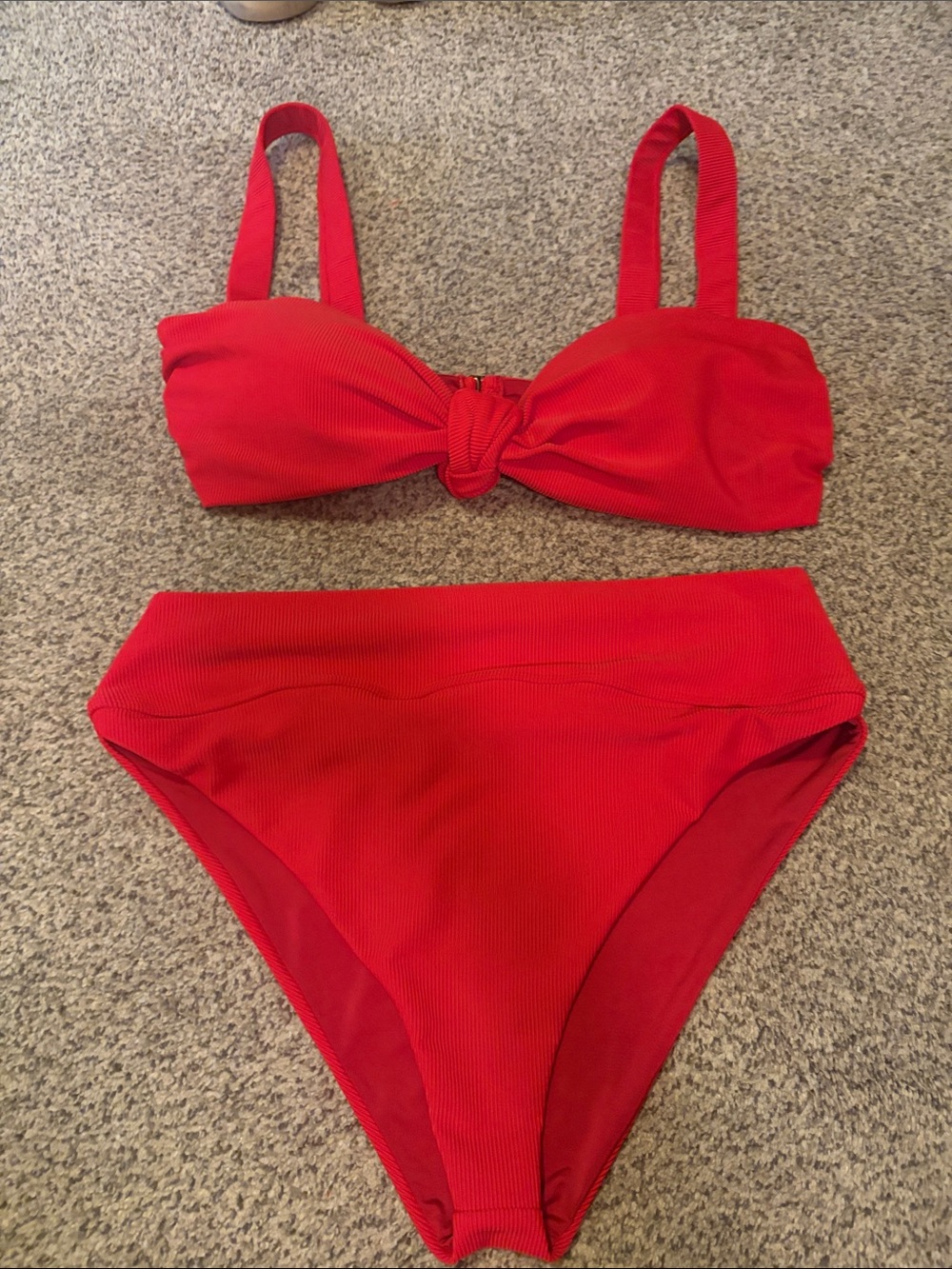Beach Riot Red Knot Front Bikini Set L top XL Bottom
